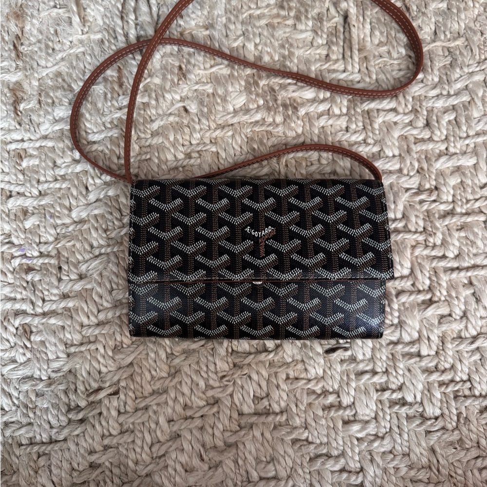 Goyard Black and Brown Women's Varenne Wallet on Strap